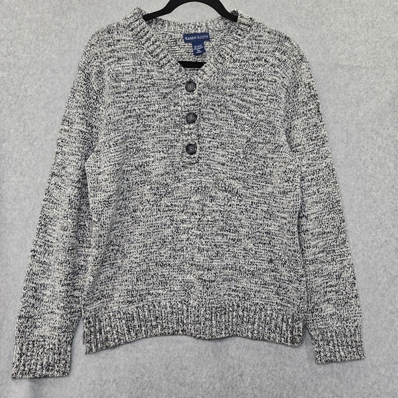 Karen Scott‎ Three Button V Neck Sweater Tri Color Size XL - Picture 1 of 4